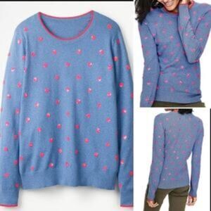Boden Ana Blue + Hot Pink Sequin Sweater Size Woman's Small